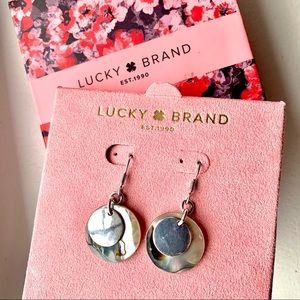 NWT Lucky Brand Double Drop Silver Earrings